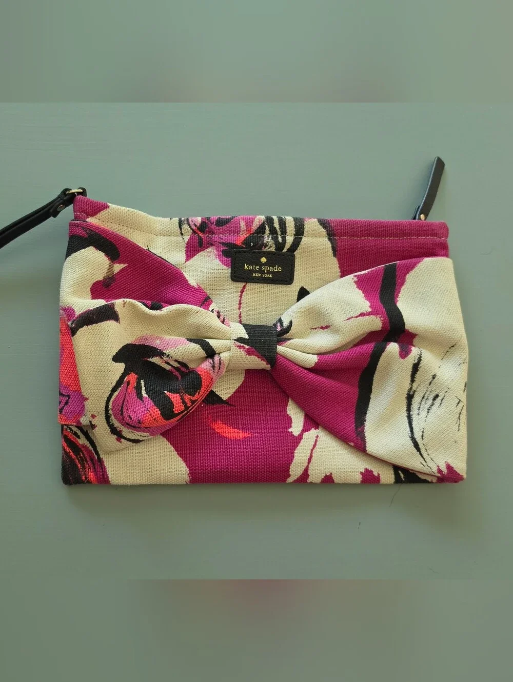 Kate Spade Pink Floral Bow Clutch